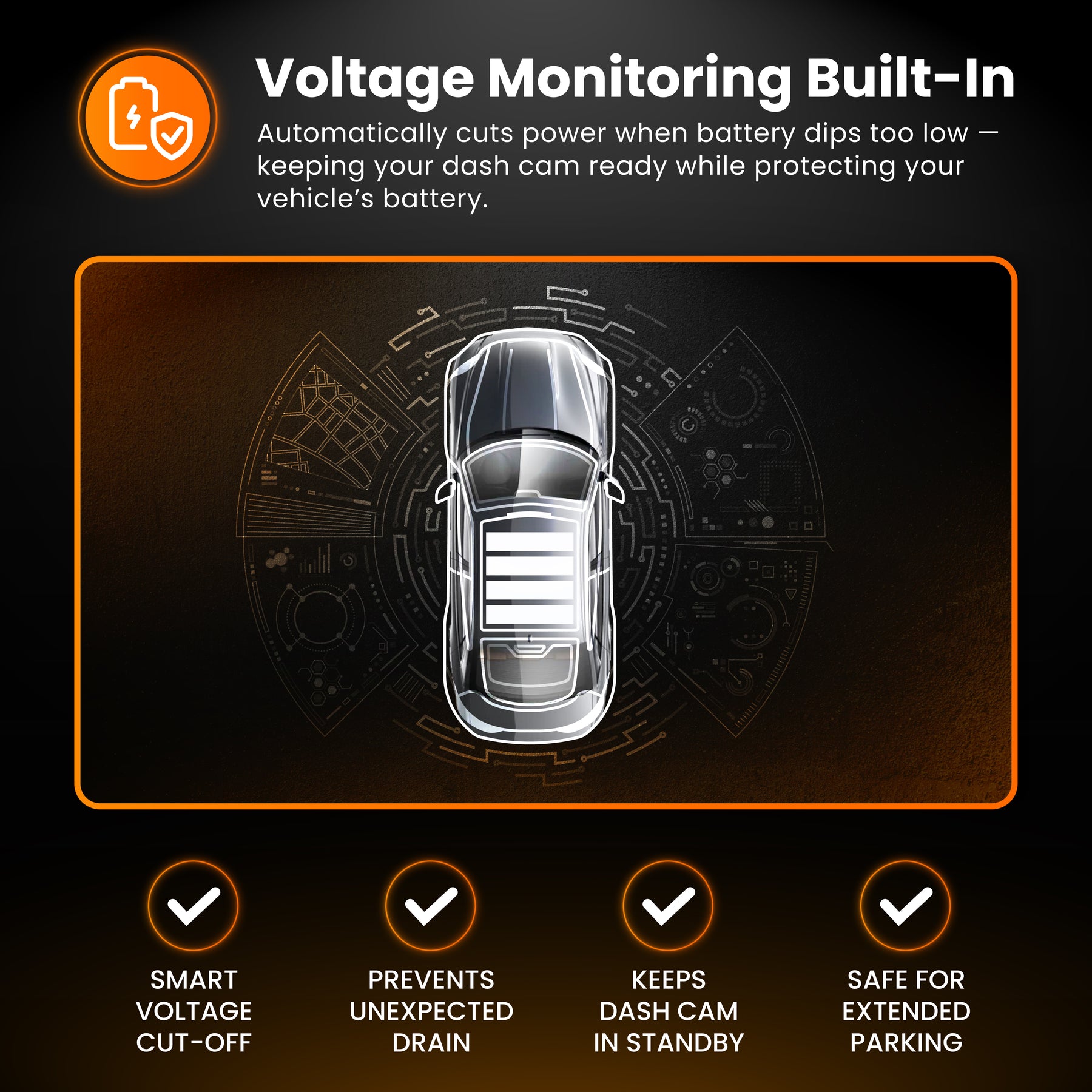 NEW - HWK12VC-OBD Road Angel Halo Pro Dash Cam 12V 2-in-1 Hardwire Kit- USB Type-C, Fuse Taps & OBD 2