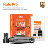 Road Angel Halo Pro Front and Rear Dash Cam with 64GB SD Card & Hardwiring Kit Bundle