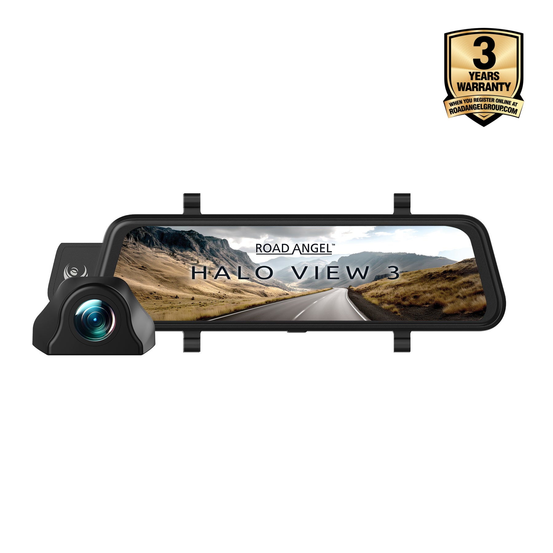 New - Halo View 3 4K – 2160p & 1080p Front & Rear Anti-Glare Mirror Dash Cam with integrated 10 inch LCD touchscreen & Reverse Parking Aid With 64GB SD Card & Hardwiring Kit Bundle