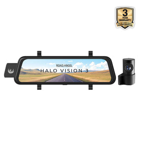 New - Halo Vision 3 4K – 2160p & 1080p Front & Rear Anti-Glare Mirror Dash Cam with integrated 10 inch LCD touchscreen