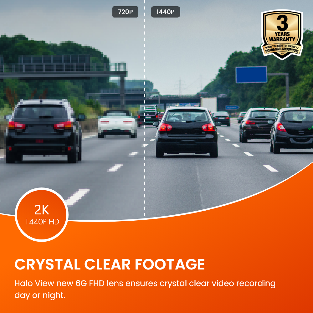 NEW - Road Angel Halo View 2 Rear View Mirror and Dash Cam with 64GB SD Card & Hardwiring Kit Bundle