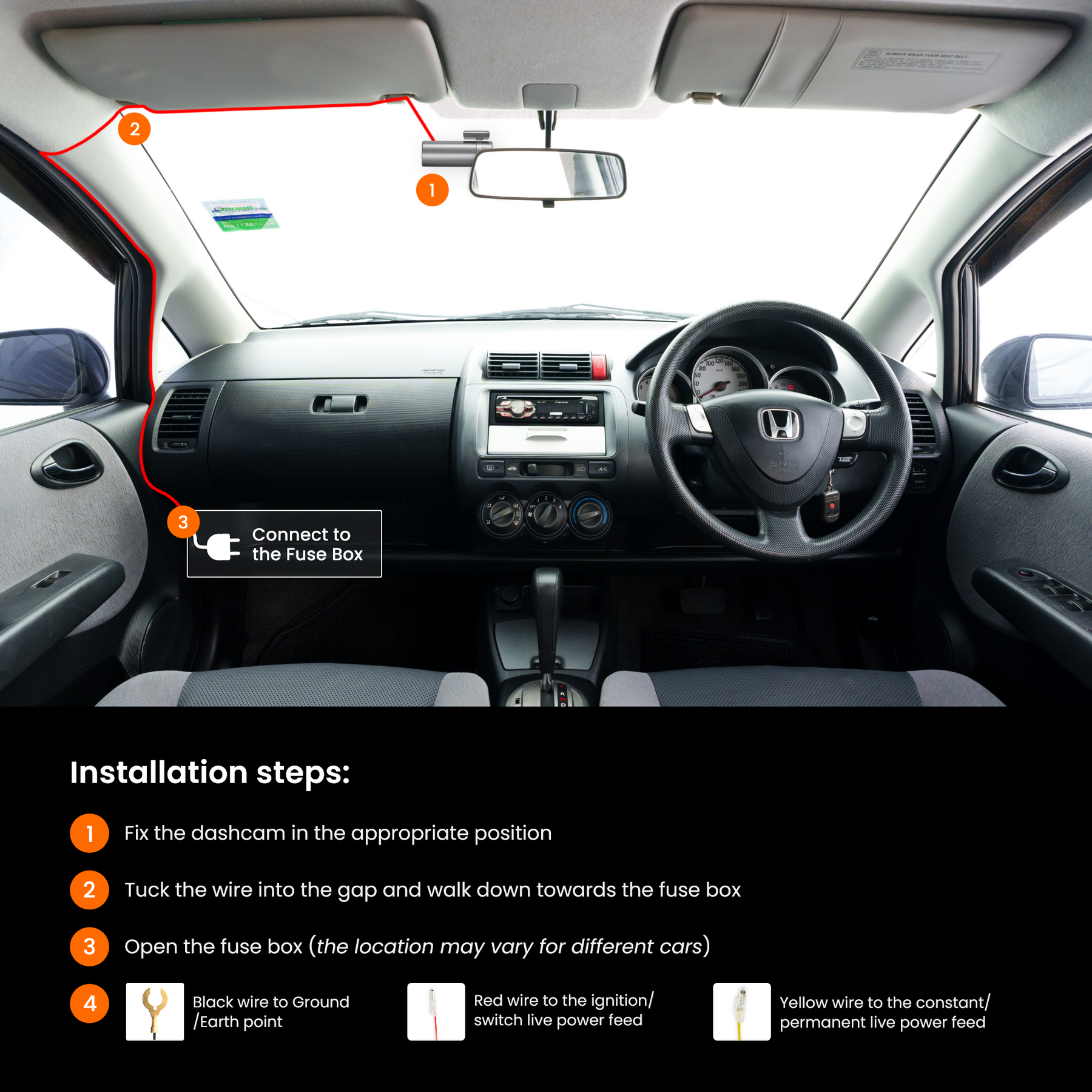 HWK5V - Road Angel Halo Dash Cam Hardwiring Kit - for Halo Start/Ignite