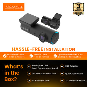 New - Halo Spark Dual Full HD 1080p Front & Rear Dash Camera With Dual Parking Mode & Winter Mode (USB-C)